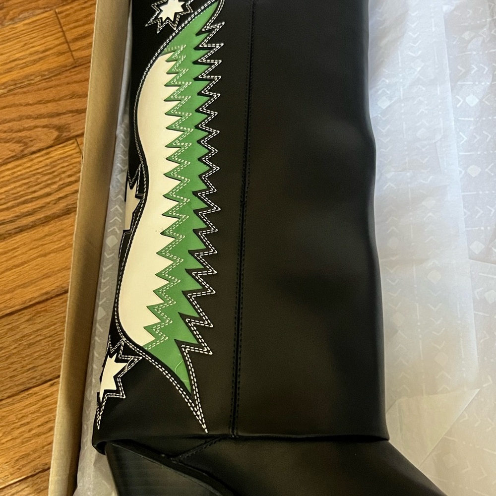 Zodiac Starburst Black and Green Heeled Boots